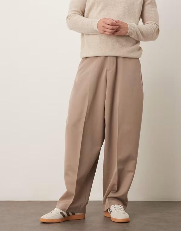 エイソス メンズ ボトムス カジュアルパンツ パンツ ASOS DESIGN extreme tapered dress pants in dark stone Dark stone ストーン