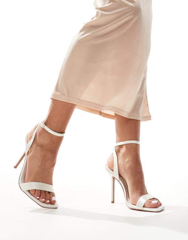 エイソス レディース シューズ サンダル サテン ヒール ASOS DESIGN Wide Fit Nali barely there heeled sandals satin Ivory Satin アイボリー