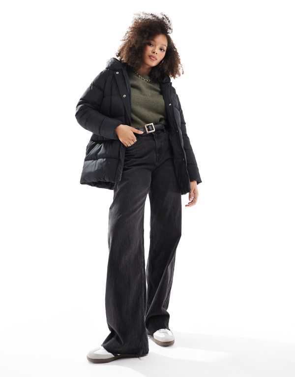 スリードベア レディース アウター コート ジャケット Threadbare mid length puffer jacket Black ブラック