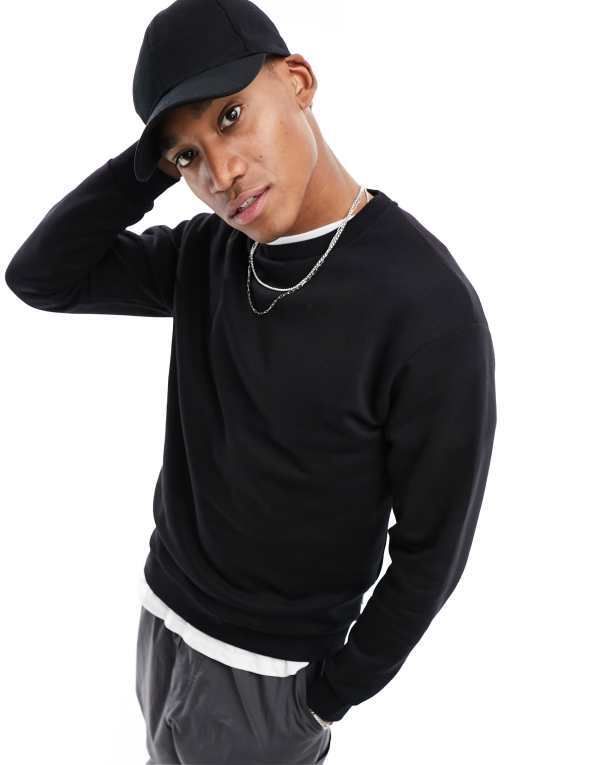 ジャック アンド ジョーンズ メンズ アウター パーカー・スウェット スウェット シャツ Jack Jones oversized sweatshirt Black ブラック