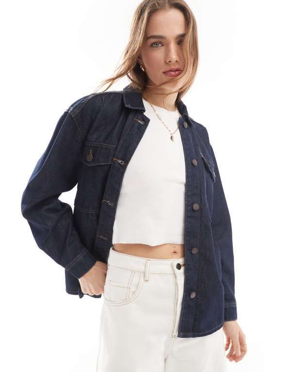 ジェイディーワイ レディース アウター ジャケット・ブルゾン デニム ジャケット JDY denim jacket in dark wash Dark Blue Denim デニム