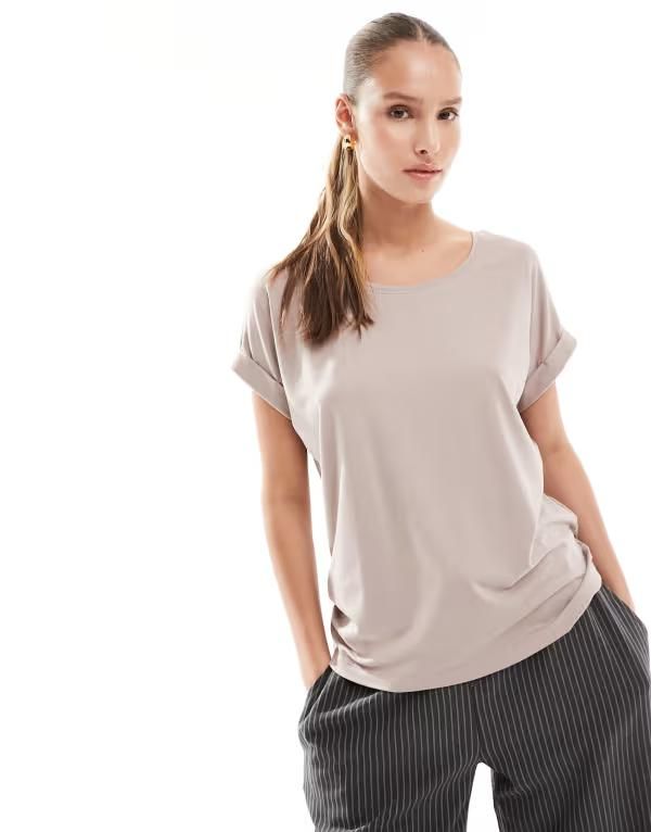 オンリー レディース トップス Tシャツ ONLY soft round neck Tshirt Etherea ベージュ