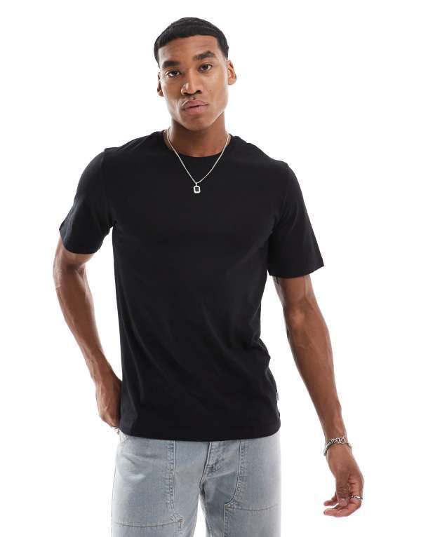ジャック アンド ジョーンズ メンズ トップス Tシャツ クルーネック シャツ コットン Jack Jones Essentials tshirt in cotton with crew neck Black ブラック