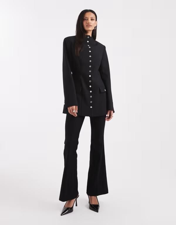 エイソス レディース アウター ジャケット・ブルゾン スリムフィット ブレザー ASOS DESIGN button detailing slim fit blazer black ブラック