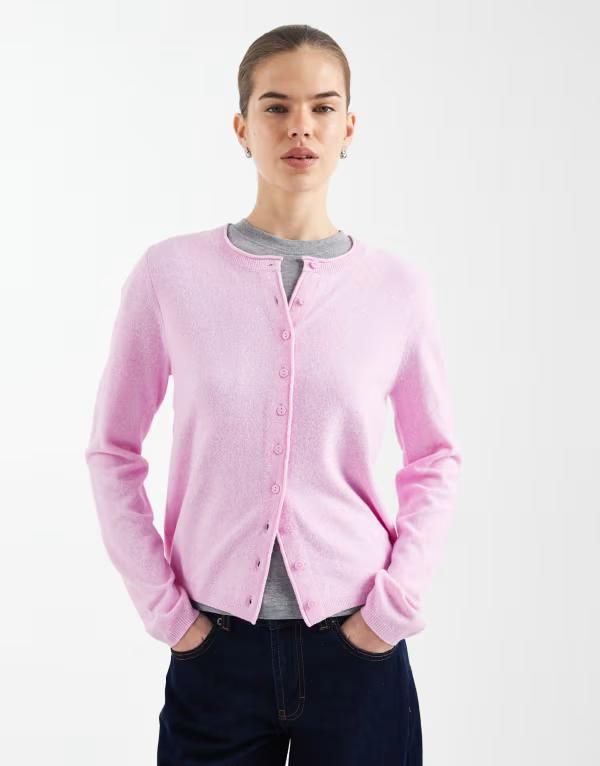 オンリー レディース アウター カーディガン ニット ONLY knitted cardigan Super Pink ピンク