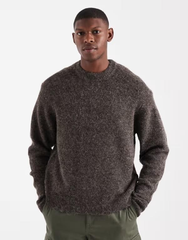 オンリーアンドサンズ メンズ アウター ニット・セーター クルーネック ONLY SONS boxy fit crew necknit sweater Demitasse ブラウン