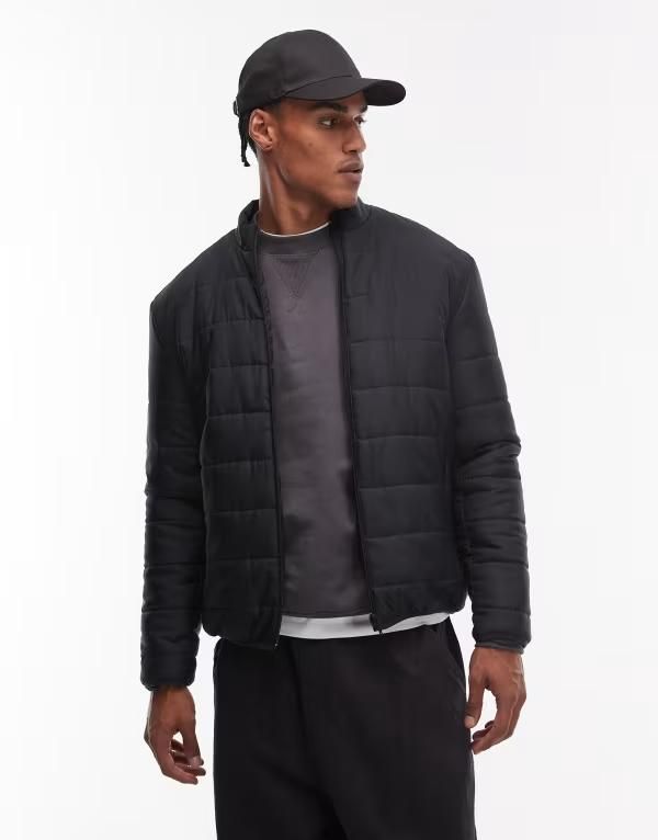 エイソス メンズ アウター コート ジャケット ASOS DESIGN peakMAX liner jacket Black ブラック