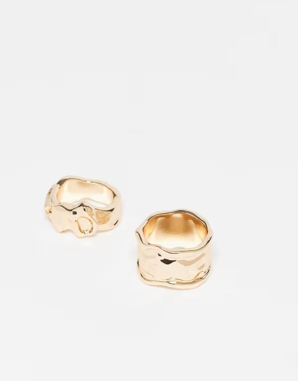 エイソス レディース アクセサリー リング ASOS DESIGN pack of 2 rings with molten details tone GOLD ゴールド