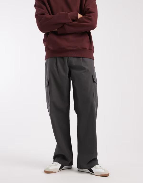 エイソス メンズ ボトムス カジュアルパンツ カーゴパンツ ASOS DESIGN baggy cargo pants Gray グレー