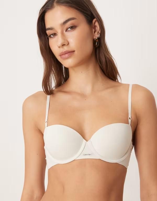 カルバンクライン レディース アンダーウェア ブラジャー コットン Calvin Klein Cotton Modal Signature lightly linedemi bra WHITE ホワイト
