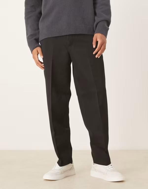 エイソス メンズ ボトムス カジュアルパンツ ASOS DESIGN oversized taperedress pants withalf elastic waistband Black ブラック