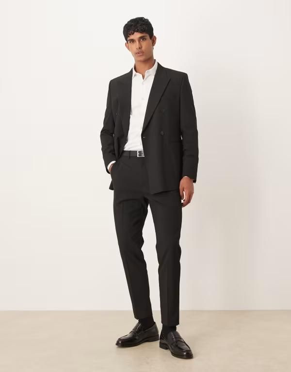エイソス メンズ ボトムス カジュアルパンツ ASOS DESIGN tapered suit pants Black ブラック