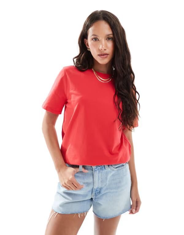 ピーシーズ レディース トップス Tシャツ Pieces boxy Tshirt Lollipop レッド