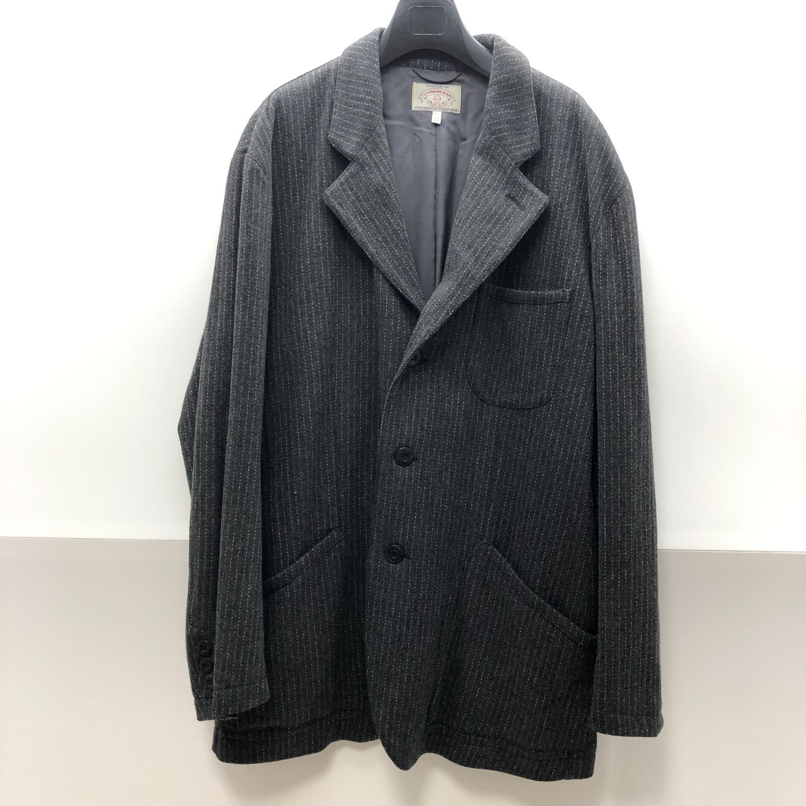 ARMANI JEANS メンズ ウール ジャケット グレー ストライプ アルマーニジーンズ SGAW26-1775