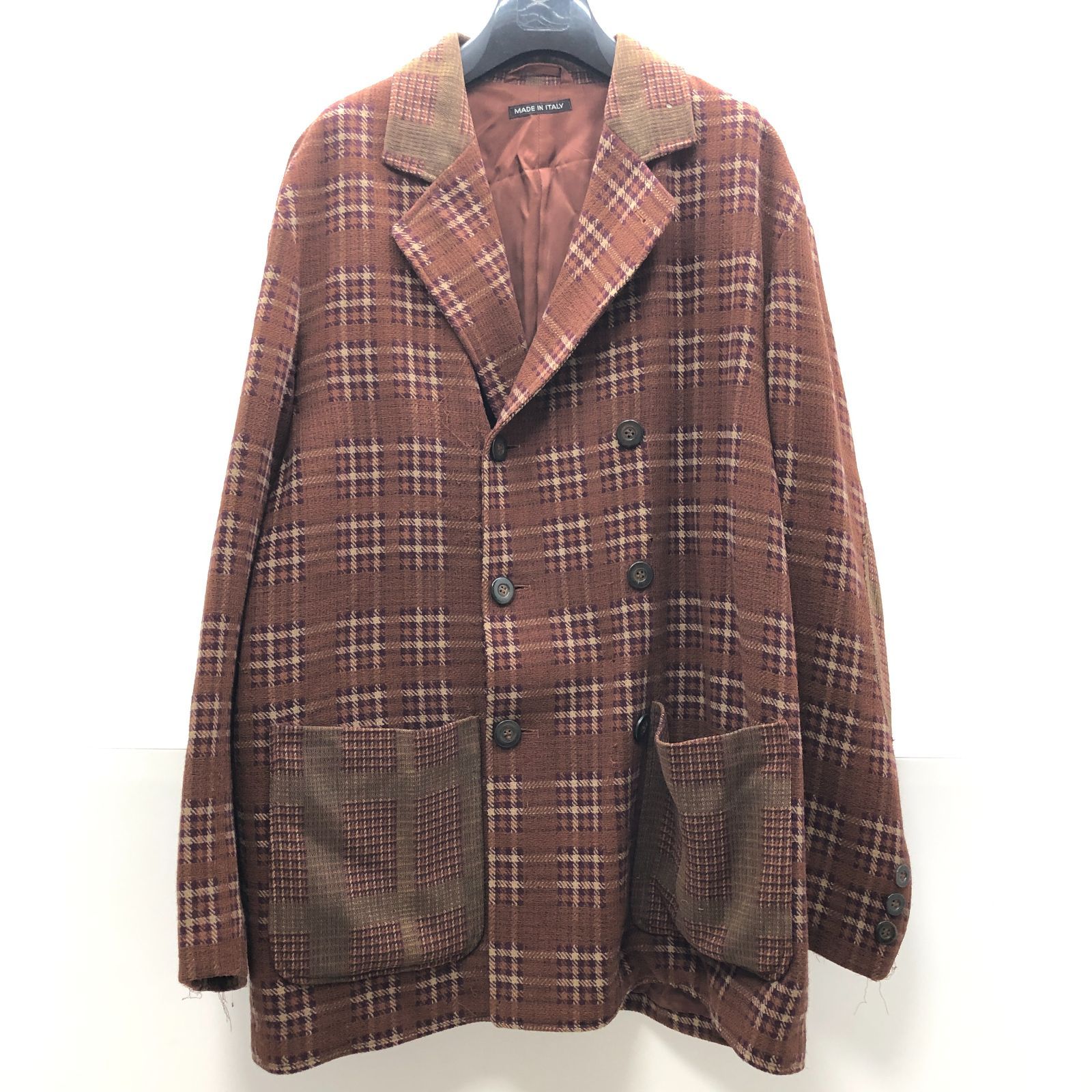 EMPORIO ARMANI メンズ ウール コート ブラウン チェック柄 エンポリオアルマーニ SGAW26-1770