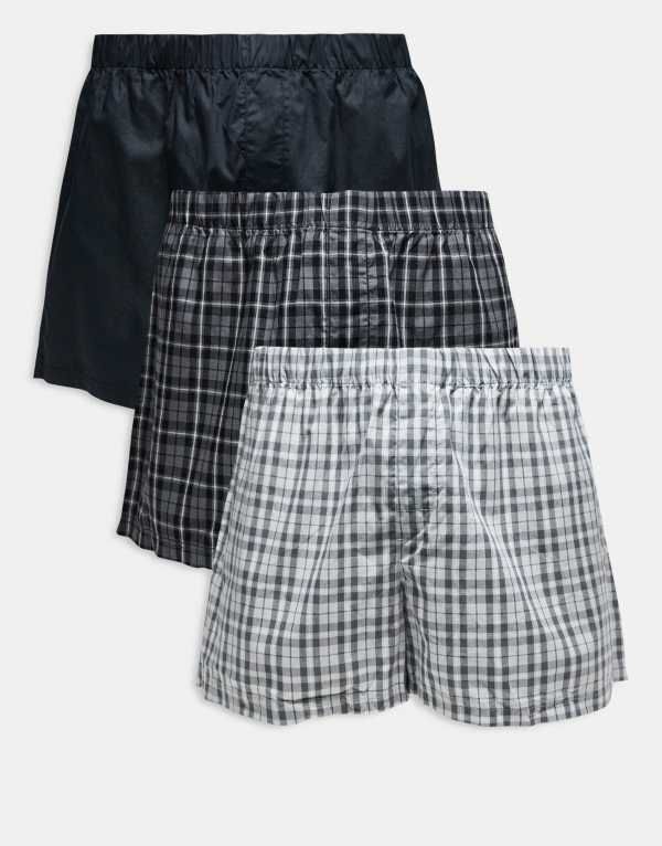 ジャック アンド ジョーンズ メンズ アンダーウェア トランクス Jack Jones 3 pack plaid boxers Poppy Seed Black ブラック 11,610円
