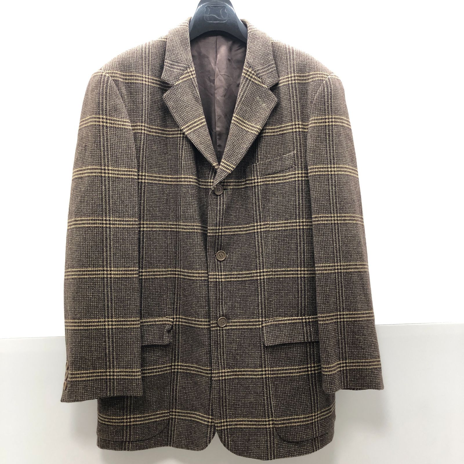EMPORIO ARMANI メンズ ウール ジャケット ブラウン チェック柄 エンポリオアルマーニ SGAW26-1774