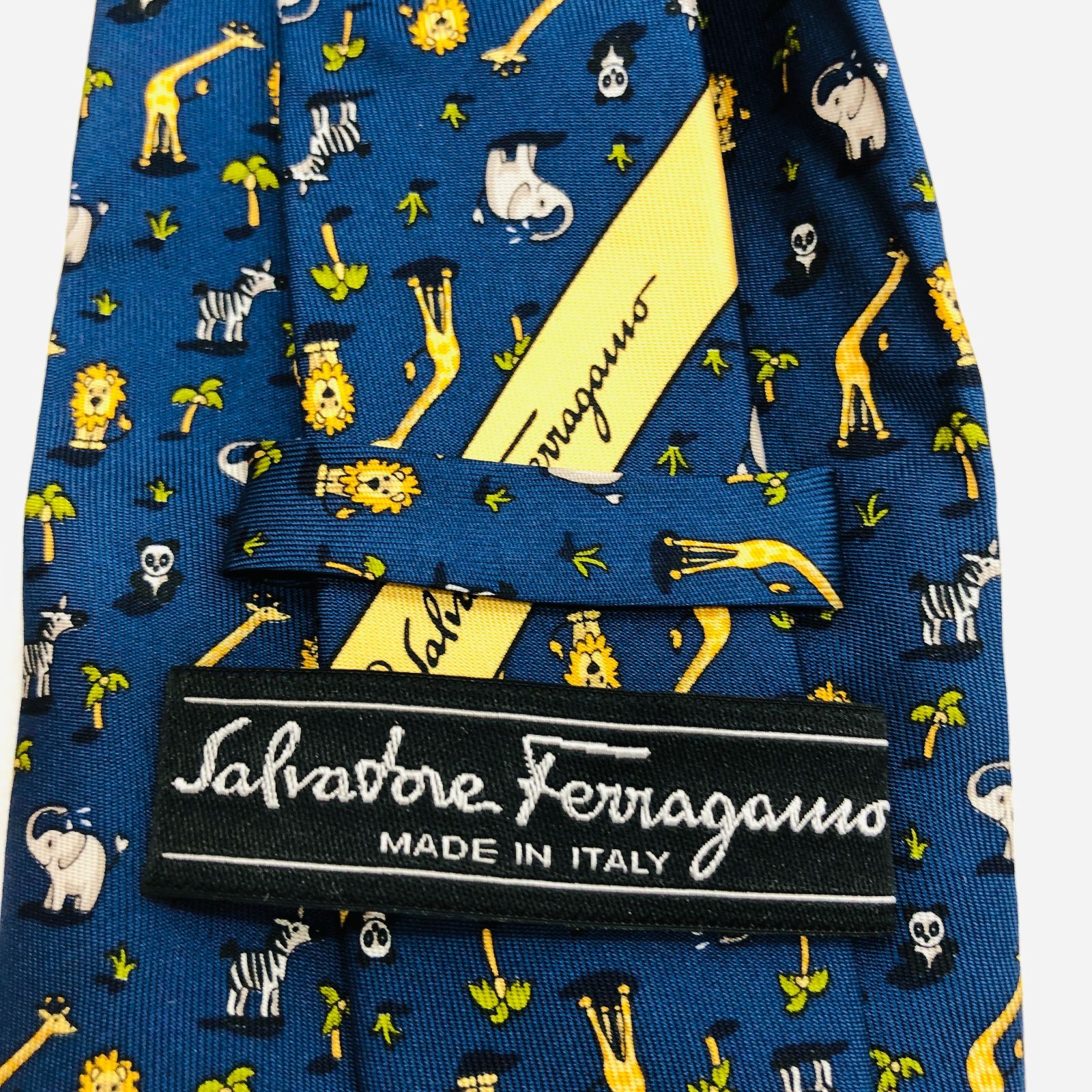 箱付き】Salvatore Ferragamo ネクタイ ブルー系 アニマル柄