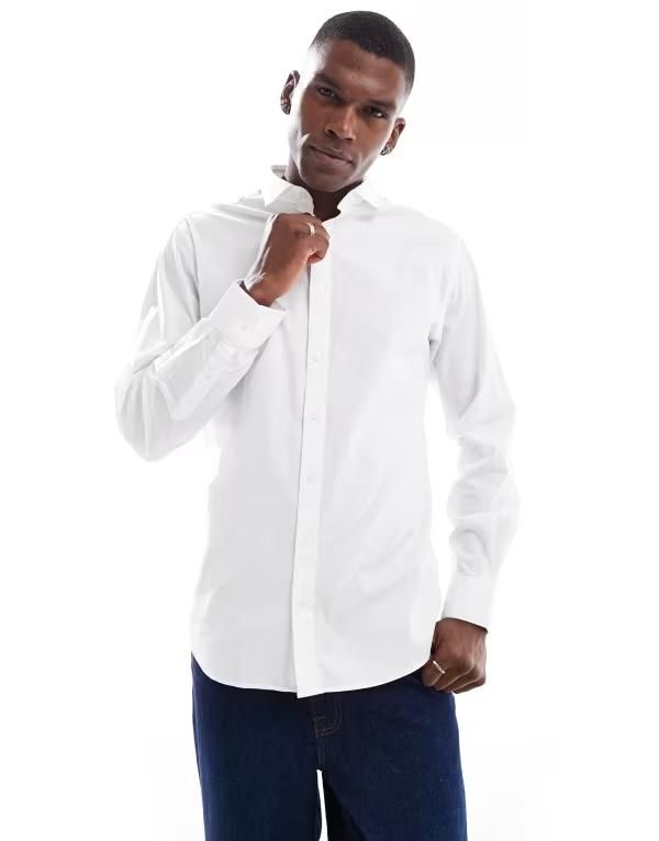 ジャック アンド ジョーンズ メンズ トップス シャツ スリムフィット Jack Joneslim fit shirt White ホワイト