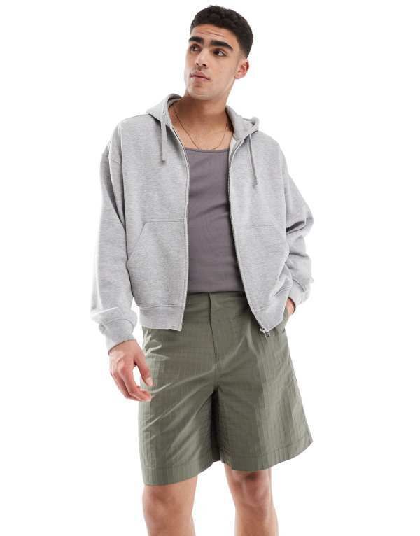 エイソス メンズ ボトムス ハーフパンツ・ショーツ ASOS DESIGN textured jorts with workwear patch GREEN グリーン