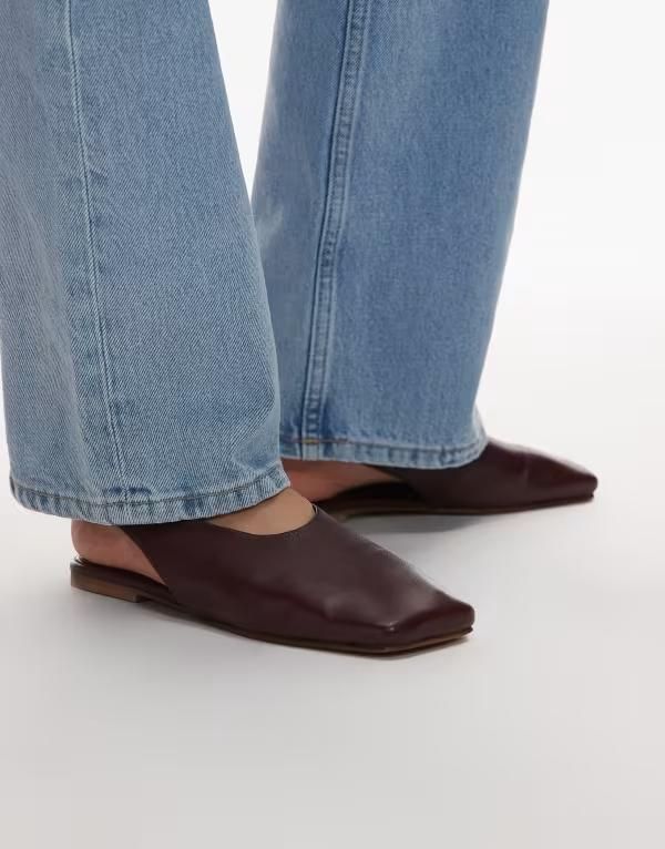 トップショップ レディース シューズ パンプス レザー Topshop Brit leather slingback ballet flats Burgundy バーガンディ