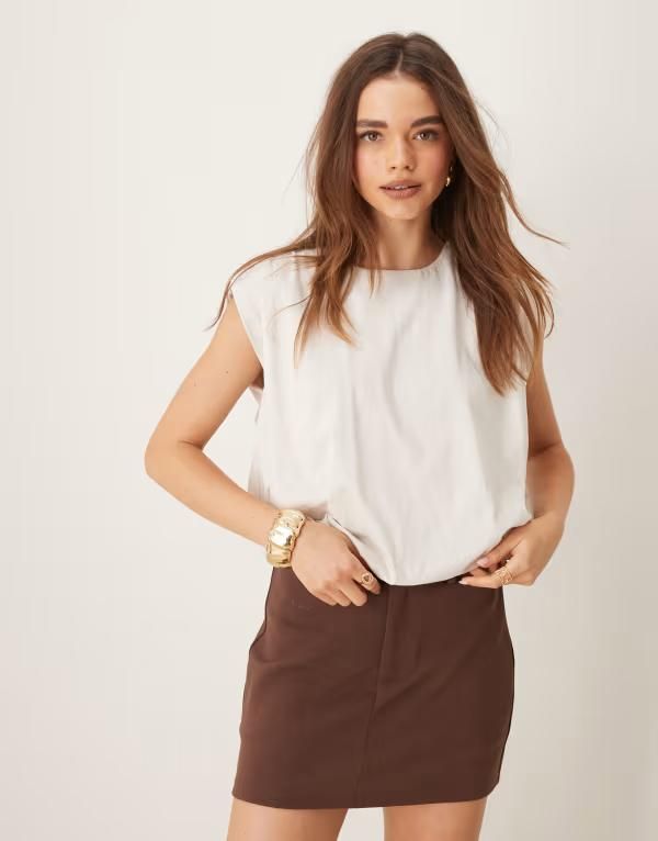 ジェイディーワイ レディース トップス Tシャツ ノースリーブ JDY sleeveless bubble hem top WHITE ホワイト