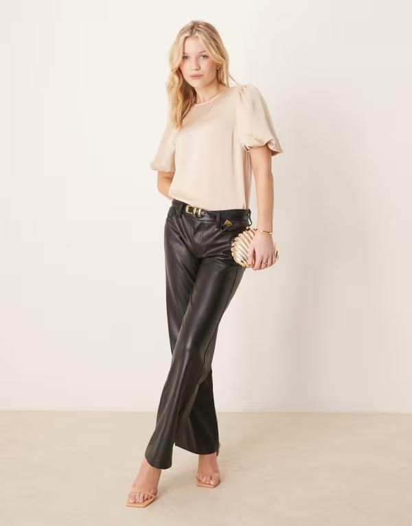 ヴィラ レディース トップス Tシャツ サテン VILA satin short sleeve top Cement ベージュ
