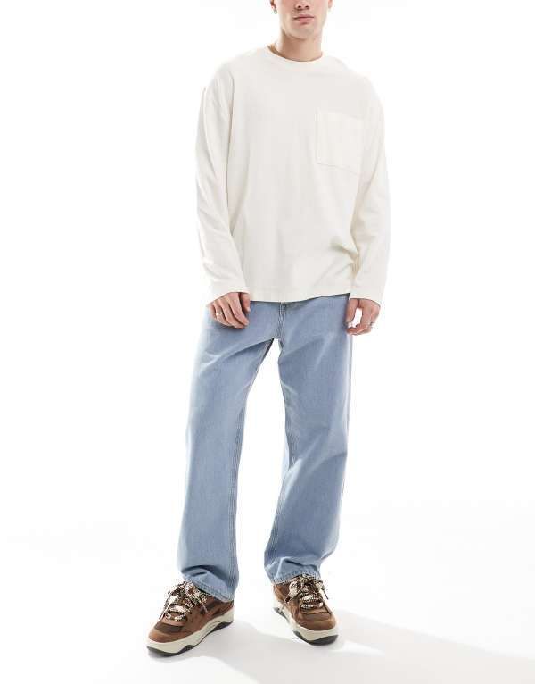 ジャック アンド ジョーンズ メンズ ボトムス デニムパンツ ヴィンテージ ジーンズ Jack Jones Alex baggy jeans in vintage light blue wash Blue Denim デニム