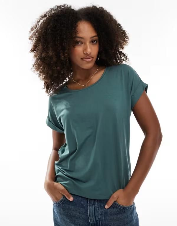 オンリー レディース トップス Tシャツ ONLY soft round neck Tshirt in mint Balsam green グリーン