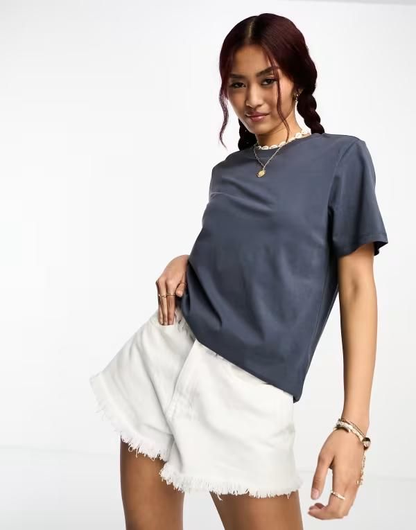 ピーシーズ レディース トップス Tシャツ Pieces boxy tshirt in slate Blue スレート