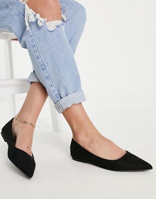 エイソス レディース シューズ パンプス ASOS DESIGN Lucky pointed ballet flats Black ブラック