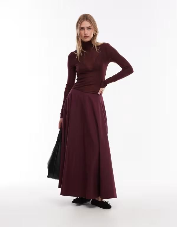 エイソス レディース ボトムス スカート マキシ ASOS DESIGN poplin circle maxi skirt in plum Plum プラム