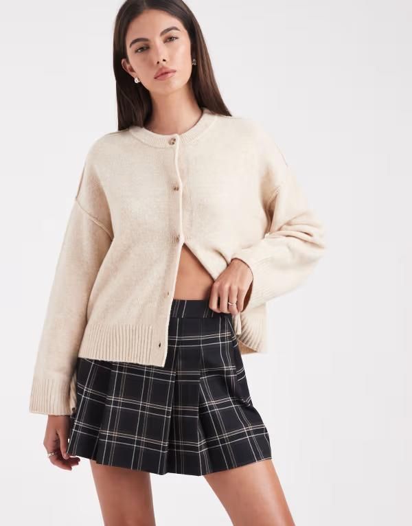 エイソス レディース ボトムスカート プリーツ ミニ ASOS DESIGN tailored pleated mini skirt plaid check チェック