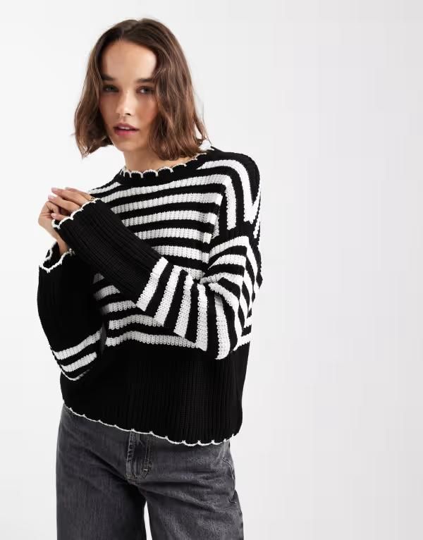 ミスセルフフリッジ レディース アウター ニット・セーター セーター Miss Selfridge striped chunky sweater and Stripes ストライプ