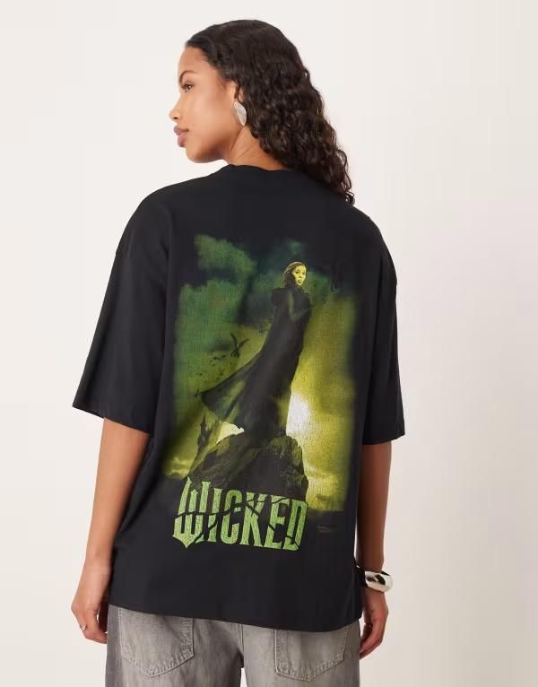 エイソス レディース トップス Tシャツ プリント ASOS DESIGN Unisex oversized tshirt with WICKED prints Black ブラック