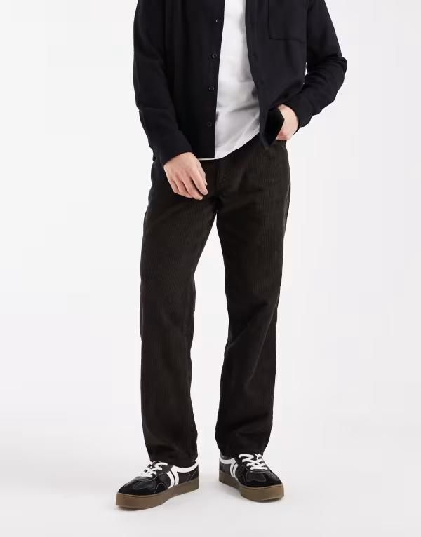 エイソス メンズ ボトムス カジュアルパンツ カーゴパンツ コーデュロイ パンツ ASOS DESIGN straight cargo pants corduroy BROWN ブラウン
