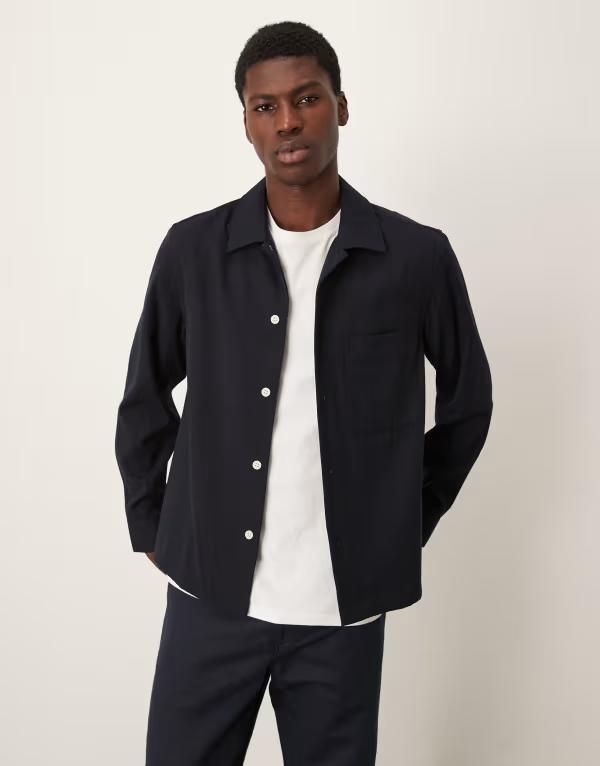 マンゴ メンズ アウター ジャケット・ブルゾン シャツ Mango overshirt NAVY ネイビー