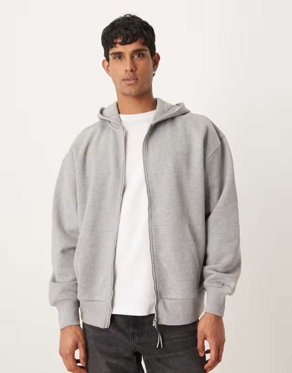 エイソス メンズ アウター パーカー・スウェット ASOS DESIGN oversized heavyweight zip up hoodie heather Gray Heather グレー
