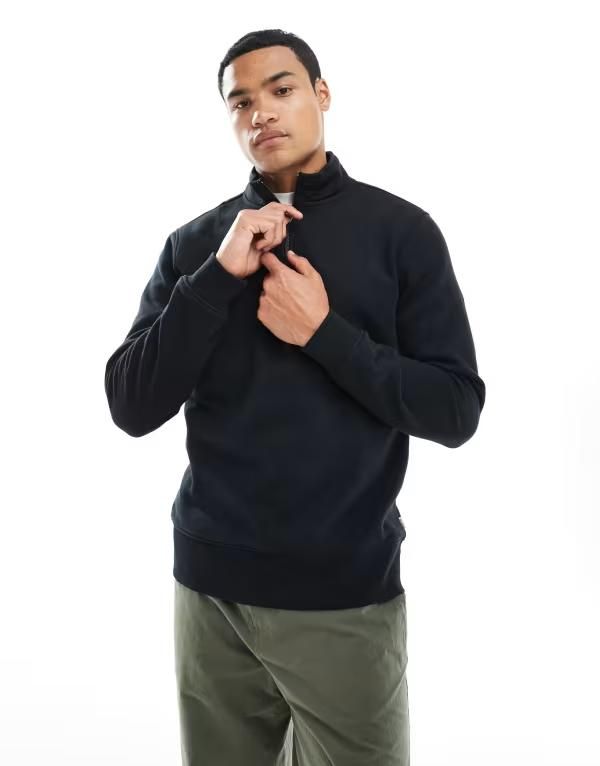 オンリーアンドサンズ メンズ アウター ニット・セーター ハーフジップ スウェット シャツ ONLY SONS half zip sweatshirt Black ブラック