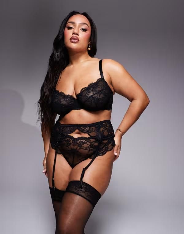 エイソス レディース アンダーウェア ブラジャー レース ASOS Curve ASOS DESIGN Curve Lolace underwired bra Black ブラック