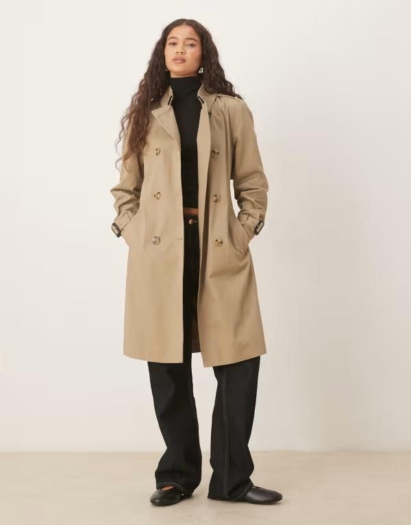 マンゴ レディース アウター コート コットン Mango cotton mid length trench coat BEIGE ベージュ