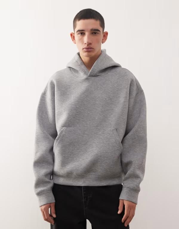 ウィークデイ メンズ アウター パーカー・スウェット スキューバ パーカー Weekday Simon hoodie in heather gray scubastyle fabric Gray melange グレー