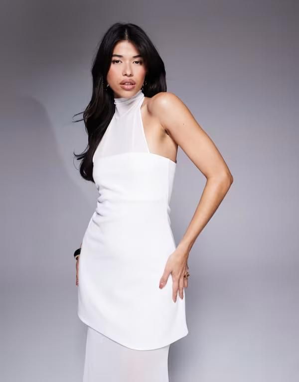 エイソス レディース トップス ワンピース シアースカート マキシワンピース シアー スカート マキシ ホルター ASOS DESIGN halter neck peplum maxi dress with bodice and sheer skirt in