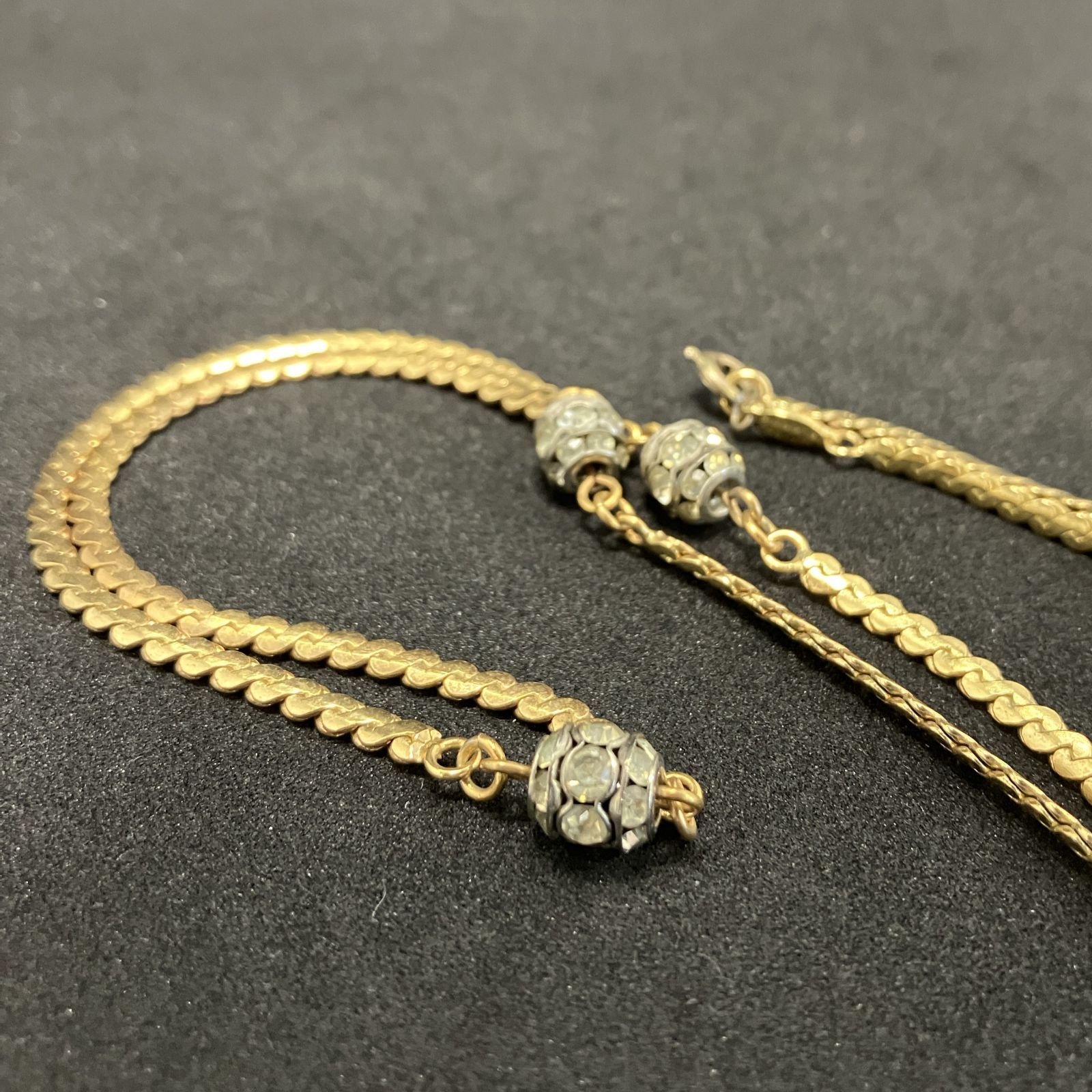 Christian Dior　ディオール　ネックレス　ラインストーン　ゴールド系　2027