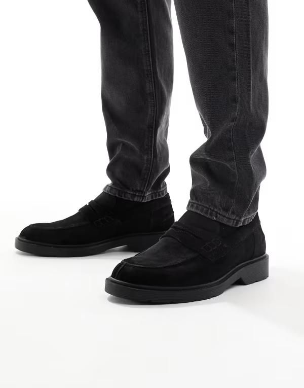 ジャック アンド ジョーンズ メンズ シューズ スリッポン・ローファー スエード ローファー Jack Jones suede loafers Black ブラック