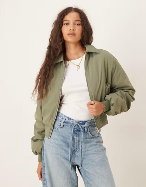 コットンオン レディース アウター ジャケット・ブルゾン ジャケット Cotton On Toby bomber jacket Khaki カーキ