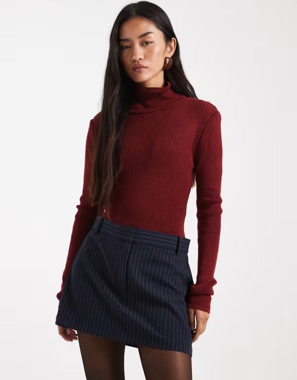 エイソス レディース ボトムス スカート ミニ ASOS DESIGN micro mini skirt pinstripe Navy pinstripe ネイビー 11,146円