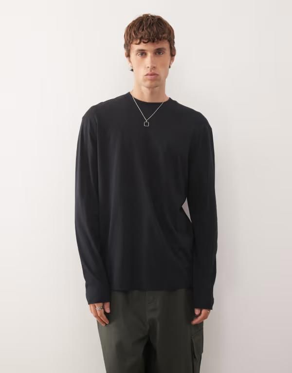 コルージョン メンズ トップス Tシャツ COLLUSION long sleeve tshirt Black ブラック