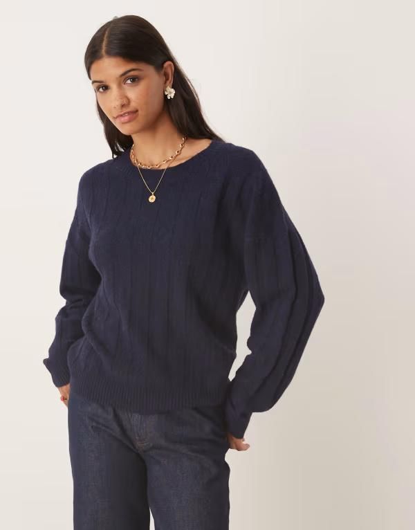 グラマラス レディース アウター ニット・セーター リブニット セーター ニット Glamorous rib knit sweater NAVY ネイビー 12,565円