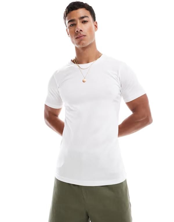 ジャック アンド ジョーンズ メンズ トップス Tシャツ Jack Jones muscle fit Tshirt White ホワイト